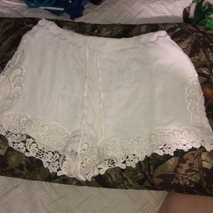 White lace shorts